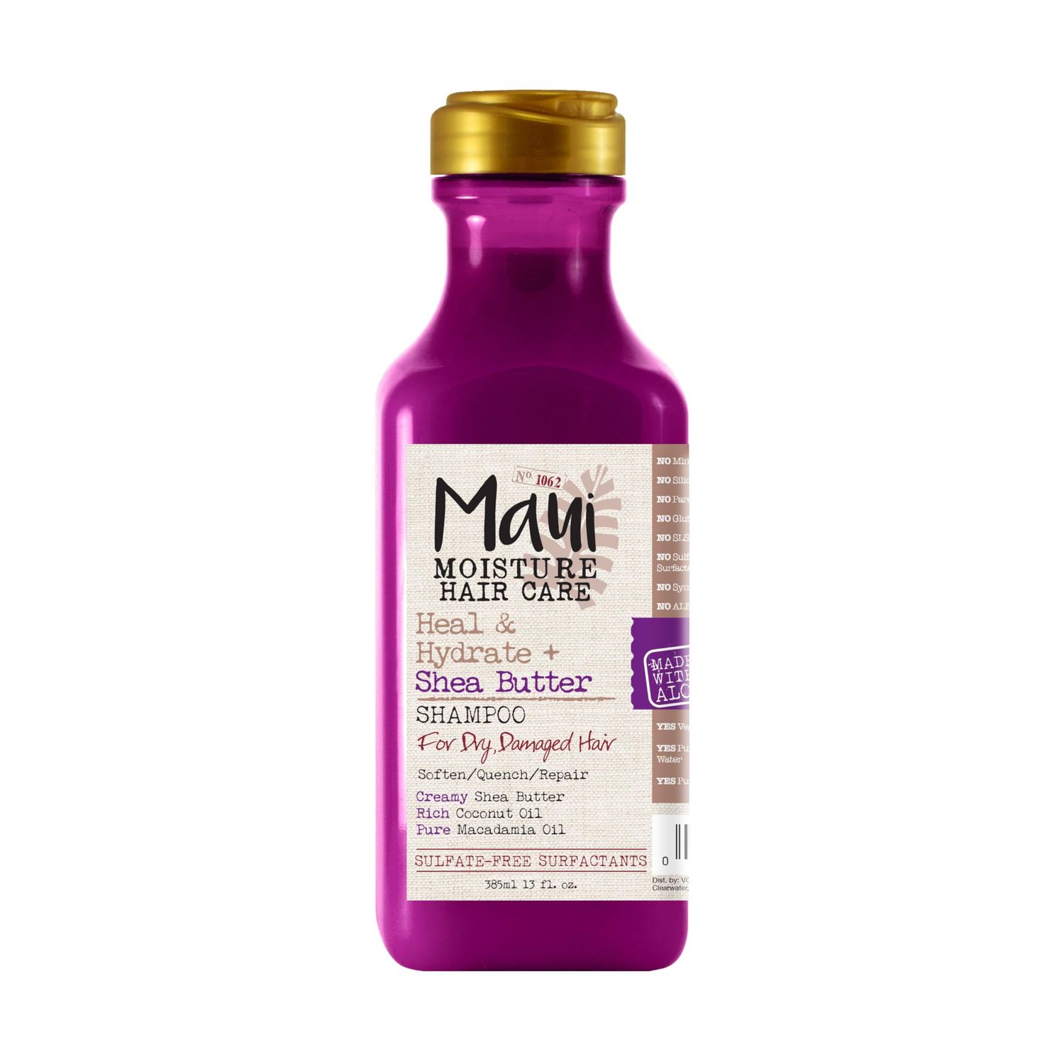 Maui Moisture Heal &amp; Hydrate  Shea Butter Shampoo to Repair &amp; Deeply Moisturize Tight Curly Hair with Coconut &amp; Macademia Oils, Vegan, Silicone, Paraben &amp; Sulfate-Free, 13 fl oz
