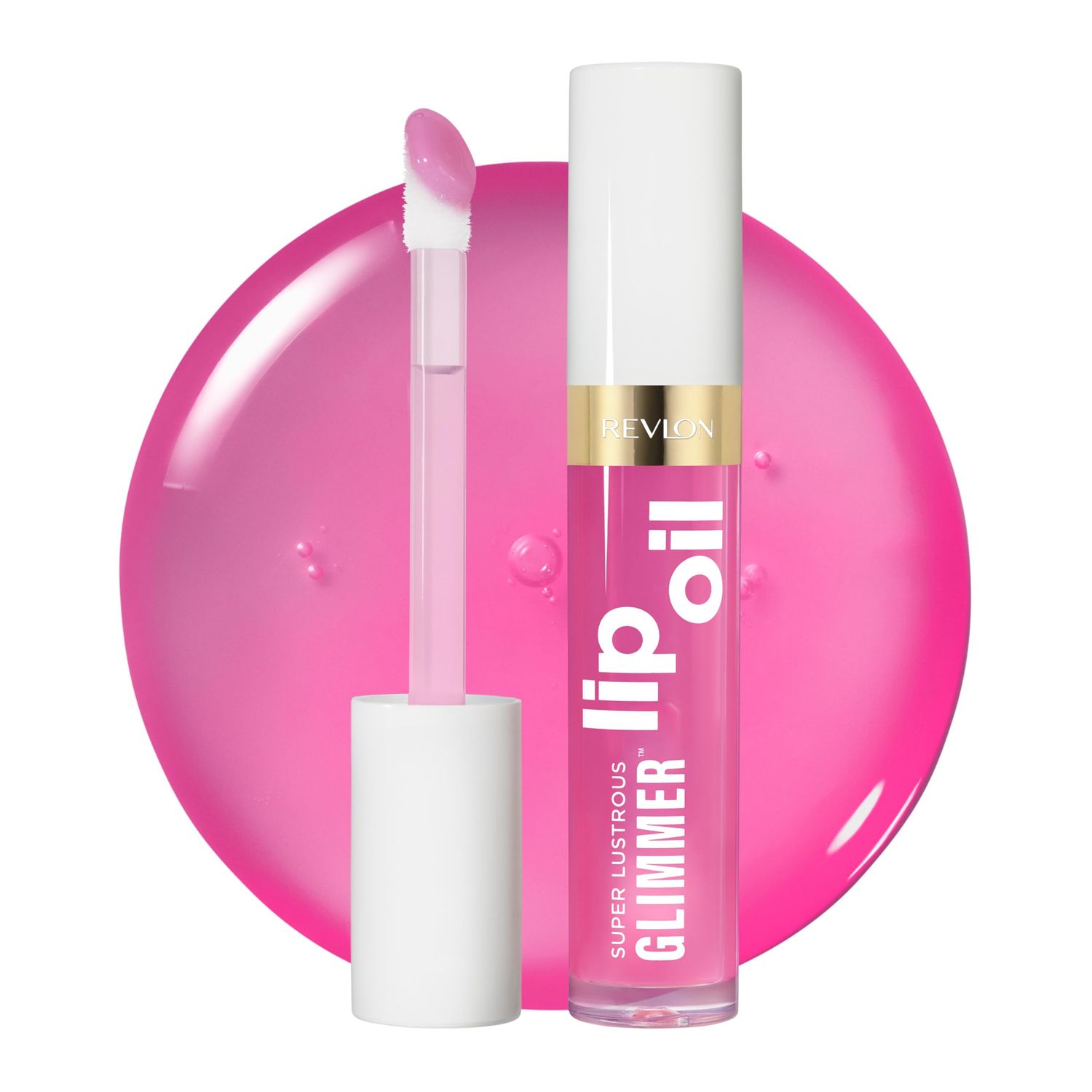 REVLON Super Lustrous Glimmer Lip Oil, Moisturizing Tinted Lip Makeup, Shiny Finish, Made with Nourishing Oils &amp; Antioxidants, Gone Rose, 0.13 fl oz