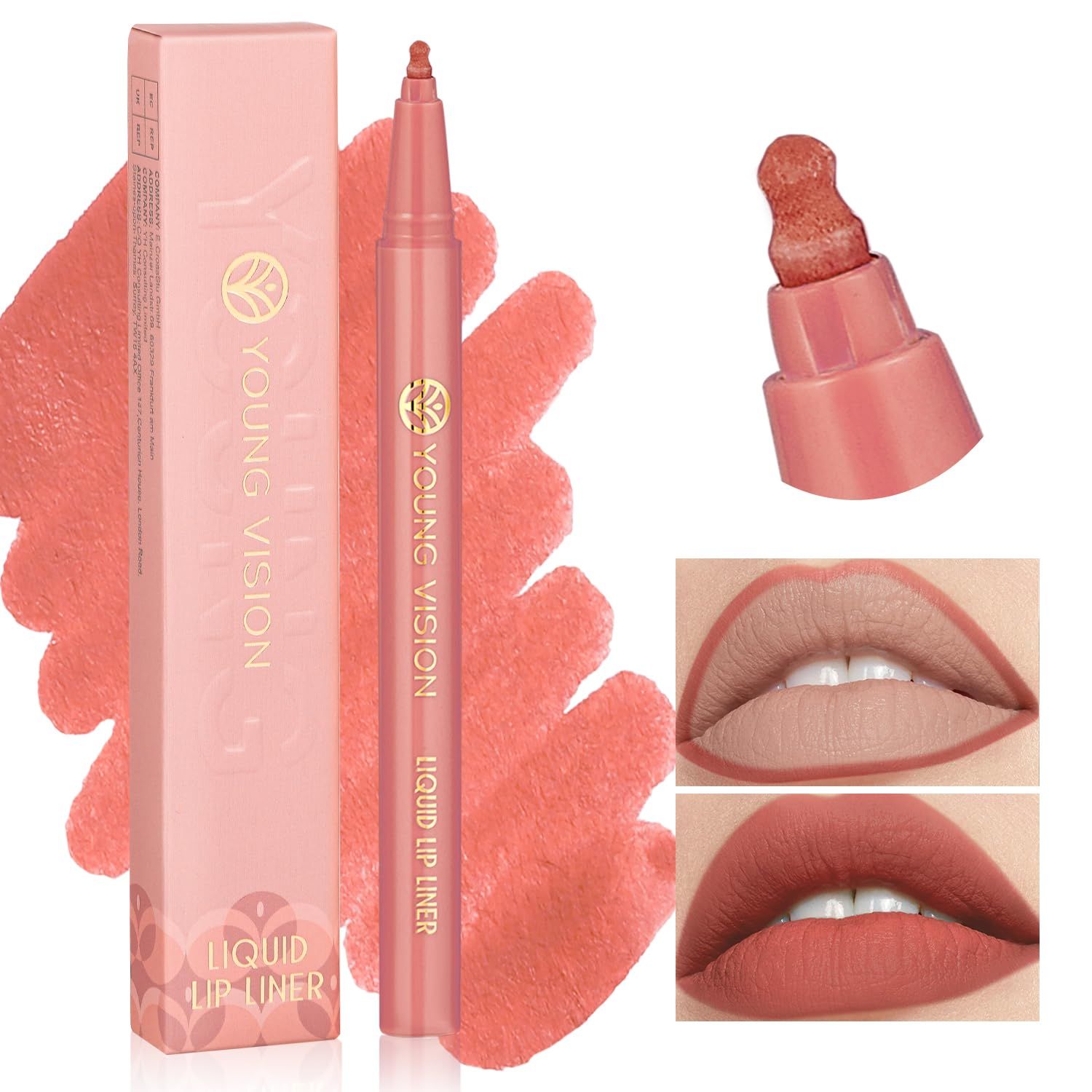 YOUNG VISION Gourd-Shaped Precision Liquid Lipstick &amp; Lipliner - Nude Matte Shades