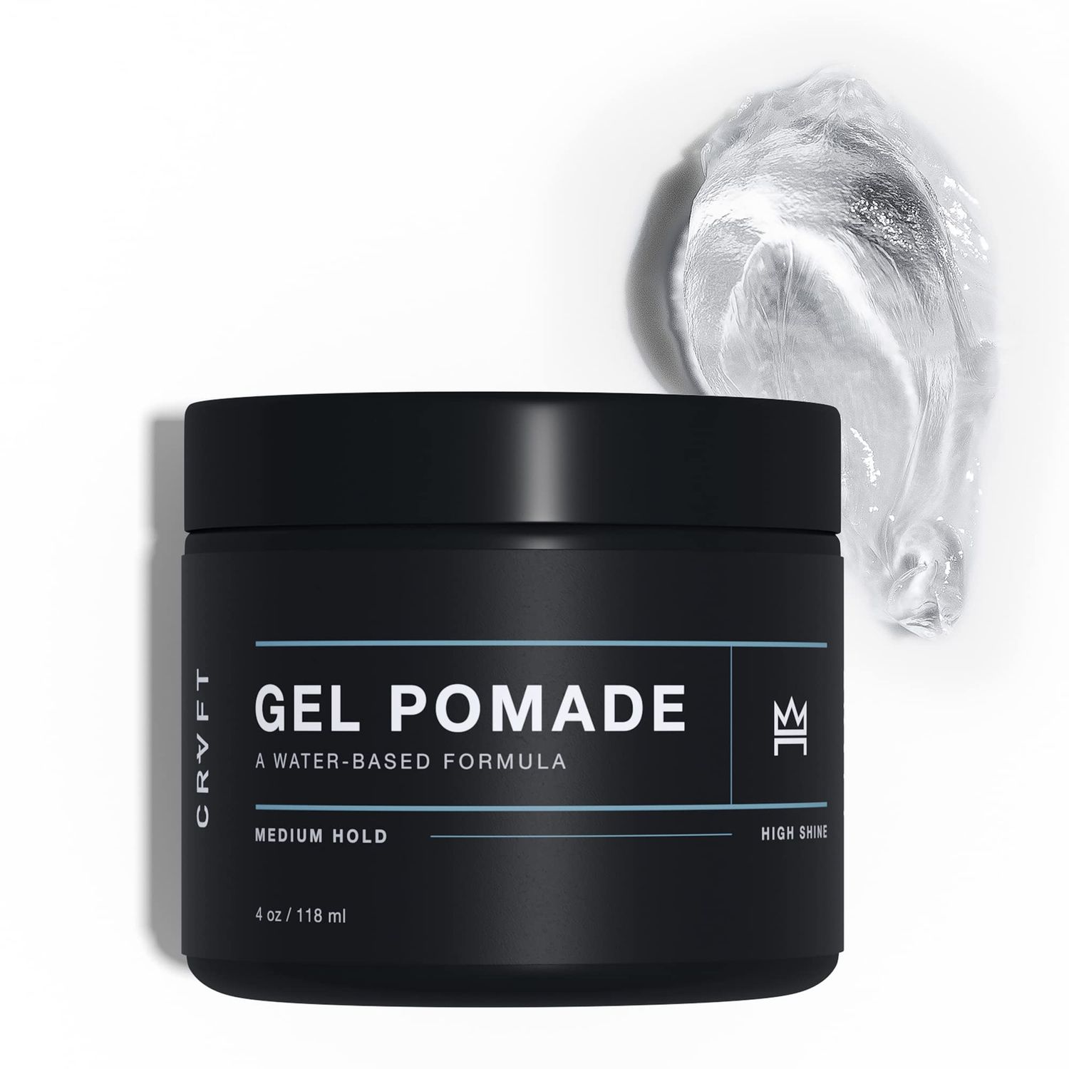 CRVFT Gel Pomade 4oz | High ShineMedium Hold | Water BasedWater Soluble | Ideal For ShortMedium ThinThick Hair | For A Clean Cut Look | Mens Styling Product Clear, Stylist Approved Scented