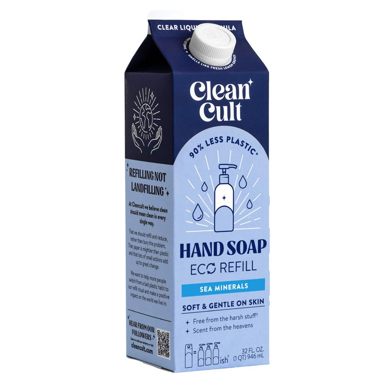 Cleancult Liquid Hand Soap Refill - Sea Minerals - Gentle On Sensitive Skin - Made with Aloe Vera &amp; Essential Oils - Eco Friendly - Paper-Based Packaging - 32 oz1 Pack