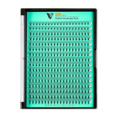 VAVALASH Premade Fans Eyelash Extensions 320 Fans 10D 14D 16D 20D 0.05 0.07 Thickness CD Curl Middle Stem Heat Bonded Premade Fans Russian Volume Lash Extensions (320 Fans-14D-0.05-C-8-15mm)