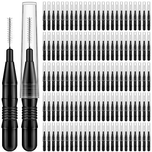 MAPVOLUT 120Pcs Micro Eyebrow Brush with Cap Brow Lamination Brush Spoolies for Eyebrow Eyelash Brow Brush Lash Filler Eyebrow Lash Lift And Tint Tools for Brows and Lashes Comb Extensions