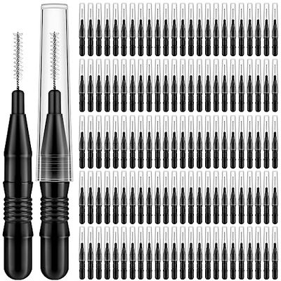 MAPVOLUT 120Pcs Micro Eyebrow Brush with Cap Brow Lamination Brush Spoolies for Eyebrow Eyelash Brow Brush Lash Filler Eyebrow Lash Lift And Tint Tools for Brows and Lashes Comb Extensions