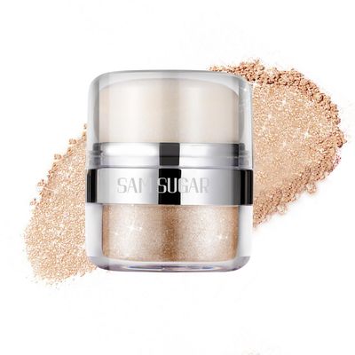 Afmicat Body Shimmer Powder, 1PC Glitter Highlighter Powder for Face, Liquid Highlighter Blush Body Glow Shimmer Powder Fairy Brightening Makeup Stick for Eyes, Hair (Champagne Gold, 1.13 Oz)
