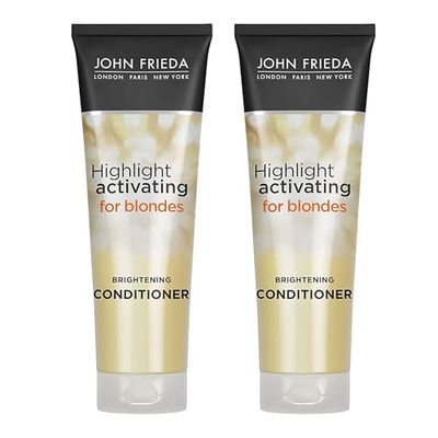 John Frieda Sheer Blonde Highlight Activating Conditioner, Brightening Conditioner for Blonde Hair, Maintains Moisture and Enhances Color with Avocado Oil, 8.45 Oz, Pack of 2