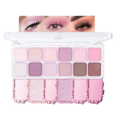 WanTuoluo 12 Pink Purple Matte Shimmer Eyeshadow Palette for Eye Makeup,High Pigmented Beige Purple Tan Eye Shadow Primers Powder Palet de sombras de ojos (10#)