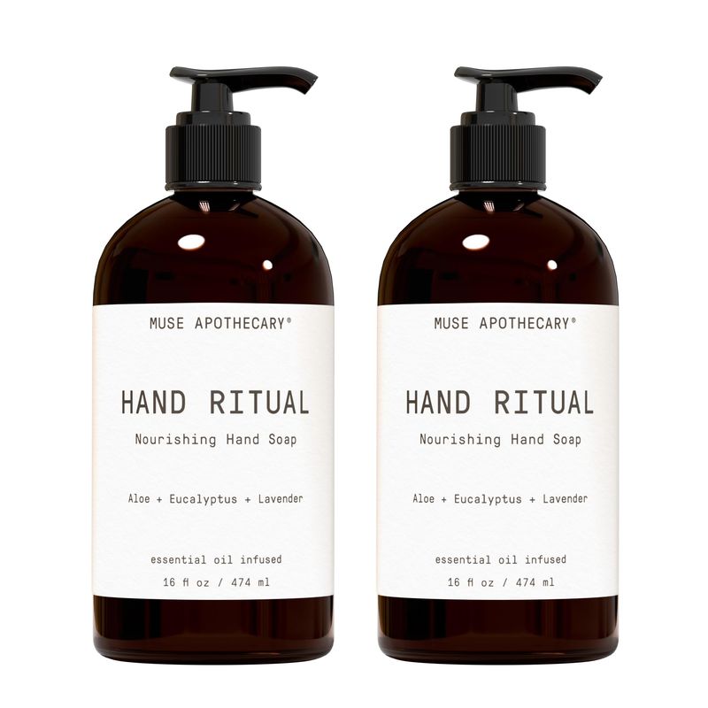 Muse Apothecary Hand Ritual - Aromatic and Nourishing Hand Soap, Infused with Natural Aromatherapy Essential Oils - USDA Certified Biobased - 16 oz, Aloe  Eucalyptus  Lavender, 2 Pack