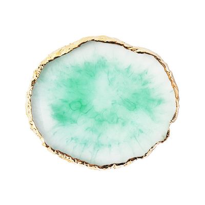 Resin Nail Art Palette, Nail Painting Mixed Color Palette, Gilded Edge Nail Gel Color Makeup Display Board Pallet (Green)
