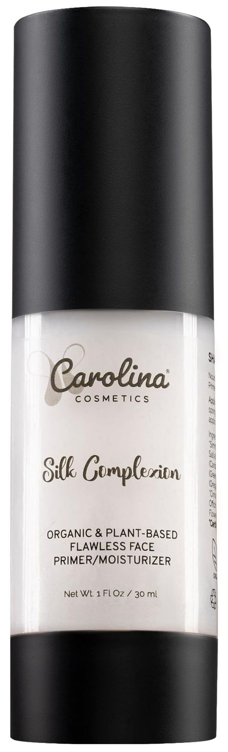 Carolina Cosmetics - Silk Complexion Plant-Based Moisturizer &amp; Primer 30ml - Aloe Infused Hydration for Flawless Makeup Application wAloe, Rose Hip Oil &amp; Candelilla Wax - Vegan, Organic, Gluten-Free
