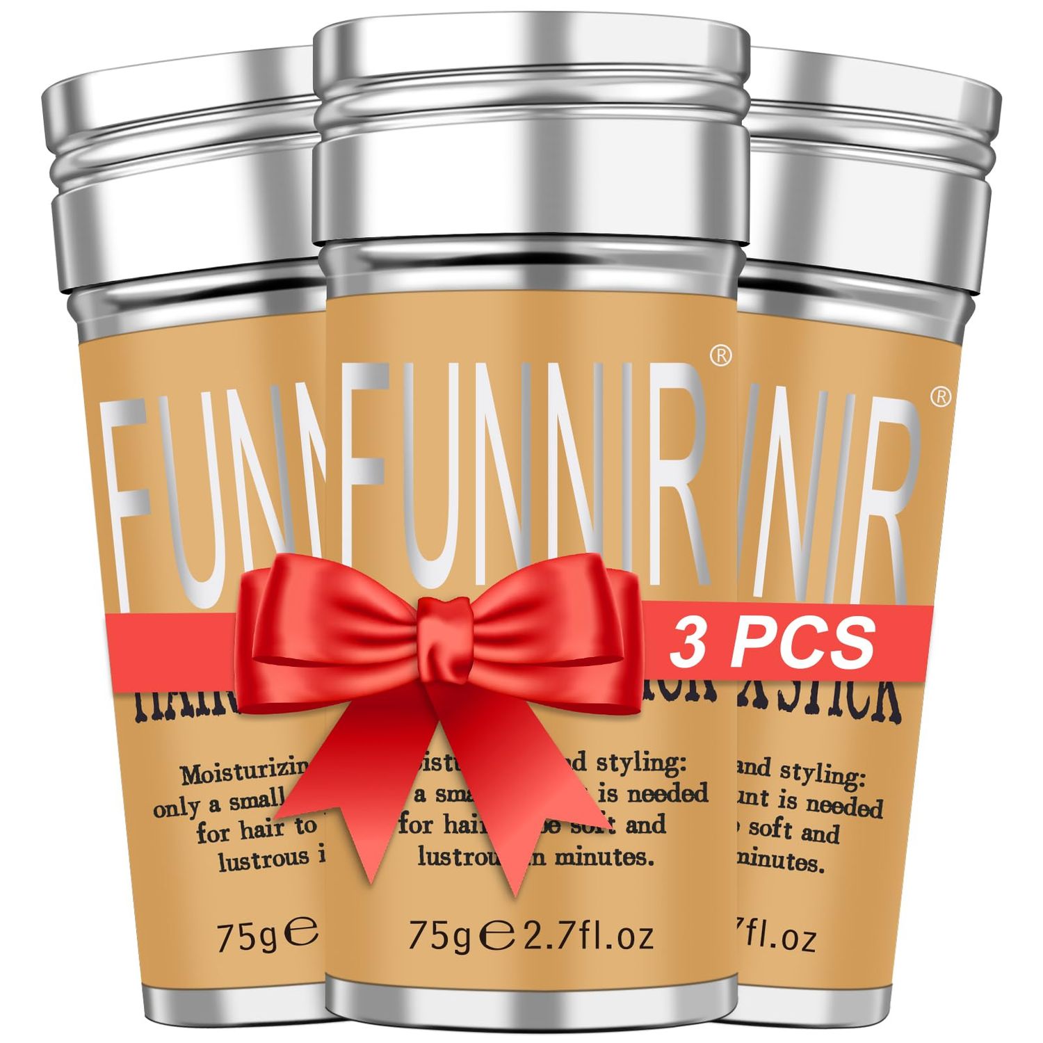 FUNNIR Hair Wax Stick (3 Pack) for Slick, Frizzy Hair and Edge Control,Bun Maker &amp; Styling Waxes for Kids &amp; Women &amp; Men