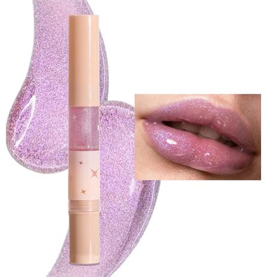 MIESCHER Purple Glitter Lip Gloss Long Lasting Pearl Shimmer Lipstick Flash Diamond Metallic Lip Gloss Intense Pigment Lip Color High-Shine Glossy Lip Gloss, Non-Sticky Tinted Lips Makeup(1#MOONQUAKE)