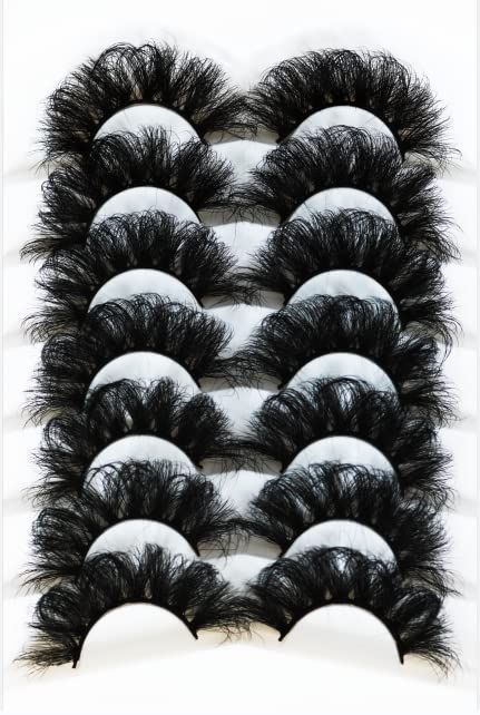 Zoe eyelashes (Dense) Mink Lashes Soft and skin friendly 25MM Long DramaticWispy Clear Band Extension Volume Fluffy Fake Eyelashes 7 pairs