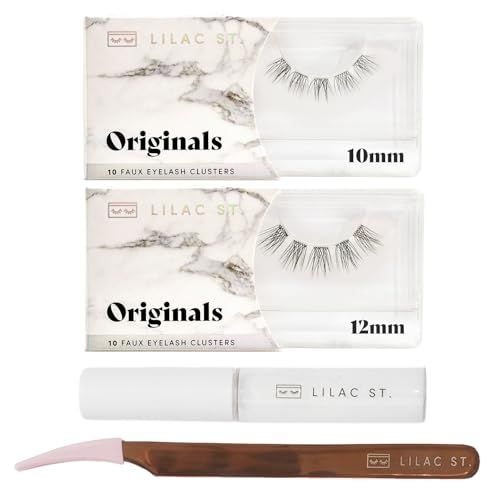 Lilac St - Originals Starter Kit - Includes Natural Faux Eyelash Clusters (10mm &amp; 12mm), Clear Lash Glue, &amp; Lash Applicator - Lightweight &amp; Lifelike - Lasts 10 Days - Cruelty Free, Vegan - 20 Lashes
