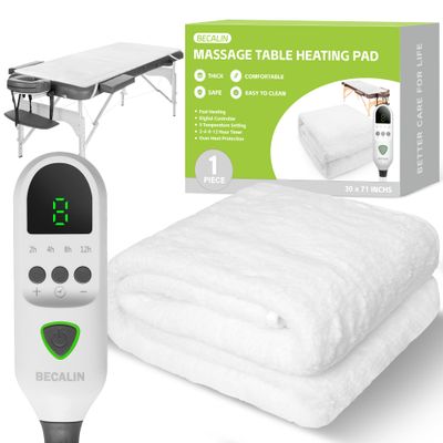 Massage Table Warmer Heating Pad Professional SPA Massage Bed Warmer with Timer, 9 Heat Settings, Overheat Protection for Massage Bed &amp; Spa, Thickened &amp; Soft Fleece, 30&quot; x 71&quot;