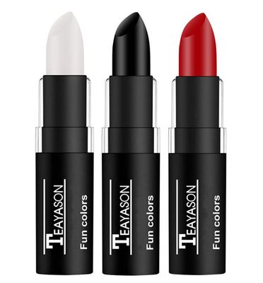 Go Ho 3 PCS Makeup Clown White Cream-Blendable Stick - Eye Black Sticks Face Body Paint Professional Halloween SFX Makeup,Safe Facepaint Nose&amp;Lip Smacking for Sports Festival Makeup(WhiteBlackRed)