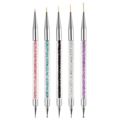 AIBEE Nail Art Brushes, 5pcs Nail Liner Brushes Double-Ended Acrylic Nail Brush 57101215mm Nail Art Striping Brushes and Nail Dotting Pens for French Nail Tip
