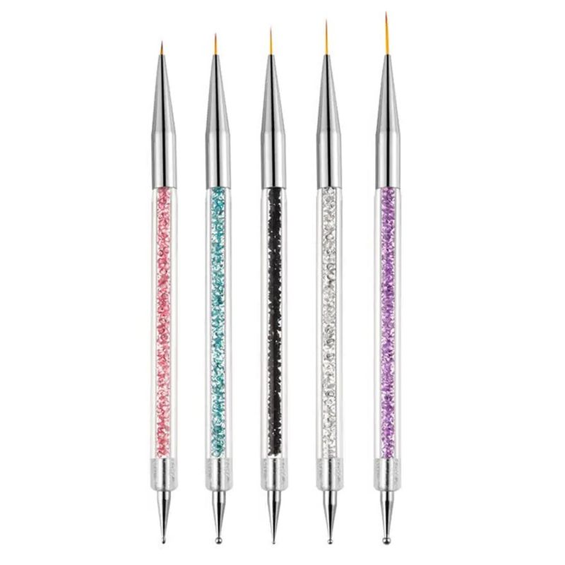 AIBEE Nail Art Brushes, 5pcs Nail Liner Brushes Double-Ended Acrylic Nail Brush 57101215mm Nail Art Striping Brushes and Nail Dotting Pens for French Nail Tip