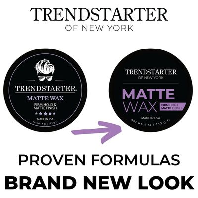 TRENDSTARTER - MATTE WAX (4oz) - Firm Hold - Matte Finish - Premium Water Based All-Day Hold Hair Styling Pomade - Flake-Free Styling Wax for All Hair Types