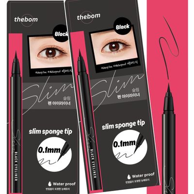 Produco thebom Ultra-Fine Slim Eyeliner Waterproof Liquid Eye Makeup (Black, 2ea)