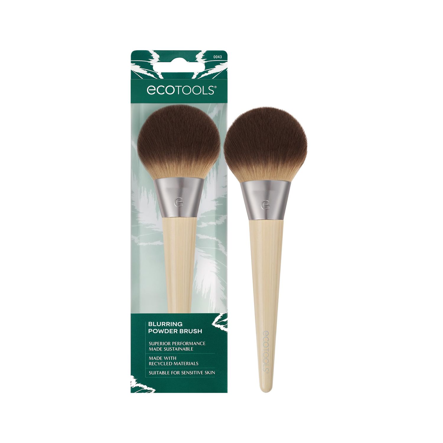EcoTools Blurring Powder Makeup Brush, For Loose &amp; Pressed Powder, Large Makeup Brush For All-Over Application, Fluffy, Synthetic Bristles, Eco Friendly, Cruelty-Free, &amp; Vegan, 1 Count