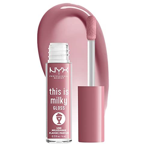 NYX PROFESSIONAL MAKEUP This Is Milky Gloss, Lip Gloss with 12 Hour Hydration, Vegan - Ube Milkshake (Mauve Purple)