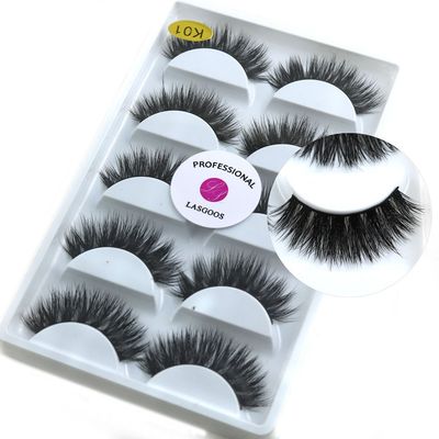 Mink Eyelashes Mink Lashes Natural LASGOOS 3D Luxurious Cross Thick Long Drama Reusable Black Eye Lashes Wholesale Extensions for Eye Makeup 5 PairsPack (K01)