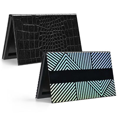 Lolalet 2 Pack Magnetic Makeup Palettes, Empty Magnetic Palette with Mirror for Eyeshadow Lip Color Blush Powder Highlighter Contour - Leather&amp;Holographic