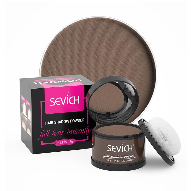 Sevich Hairline PowderInstantly Conceals Hair Loss, Root Touch up Powder, Hair Shadow Toppers for Women &amp; Men, Touch Up for Thinning Gray Hair, Windproof &amp; Sweatproof, Medium Brown