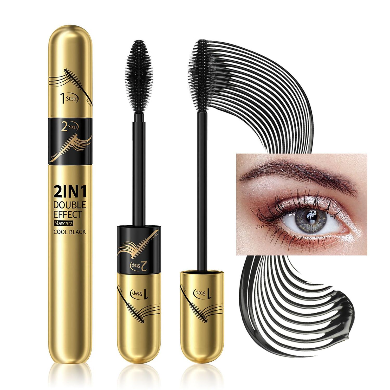 Tubing Mascara Instant Extensions - Black 2-1 Mascara Curling Eyelashes and No Clumping, Waterproof Mascara for Volumizing and Lengthening, Create Natural Eye Makeup (0.28 fl. oz)