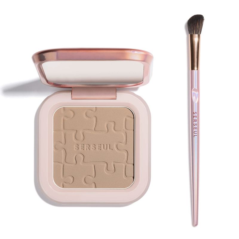 SERSEUL Face Sculpting Contour Powder, Matte Finish Contour Palette,Smooth Face Bronzing Pressed Powder, On the Go Contour Makeup Palette , cool toned Contour Shadow Powder for Light Skins