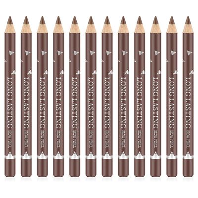 Go Ho 12 PCS Brown Eyebrow Eyeliner Pencils Makeup Pen,Sweatproof Eye Brow Pencil,Long-lasting Nice Color Eye Brow Gel Pen Makeup Brow Tint Pencils Medium Brown
