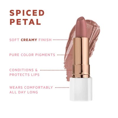 FLOWER BEAUTY By Drew Barrymore Petal Pout Lipstick - Nourishing &amp; Highly Pigmented Lip Color with Antioxidants, Matte Finish - Spiced Petal