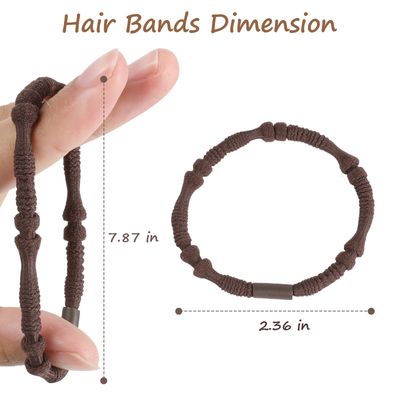 OHCISP Boho Hair Ties, 20 PCS of 4 Styles Cute Bands for Thick or Thin Hair, No Damage Elastic Bracelets, Brown Hair Accessories for Girls and Women