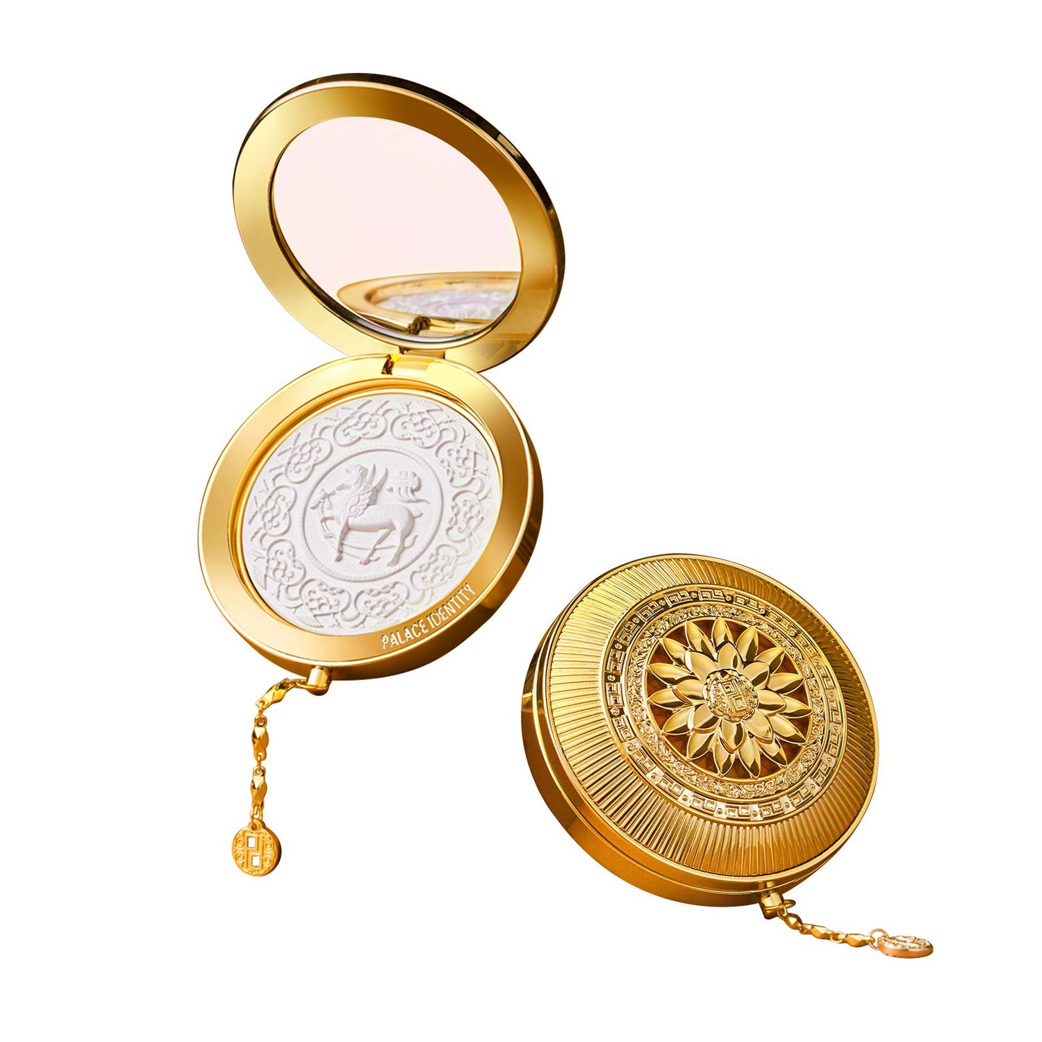 ZEESEA Palace Identity Hippogriff Compact PowderHosta Wing Deer Lock Makeup Powder, Clear White Jade