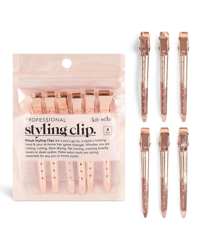Kitsch Duck Billed Hair Clips for Styling, Metal Hair Clips for Women, Alligator Hair Clips, Hair Roller Clips &amp; Hair Clips for Makeup, Hair Styling Clips for Hair Sectioning, 6pcs (Rose Gold)