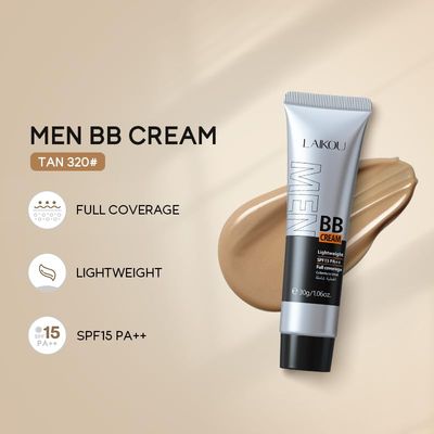 AKARY Hydrating Men BB Cream SPF 15 PA, Full-Coverage Foundation&Concealer, Mens Face Moisturizer Cream Evens Skin Tone, Oil Control and Cover Flaws, Natural Finish for All Skin Types, Light 160