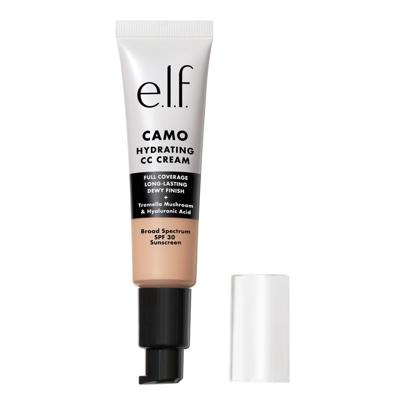e.l.f. Hydrating Camo CC Cream, SPF 30, Color Correcting Full Coverage Foundation For A Dewy Finish, Vegan &amp; Cruelty-Free, Light 205 N