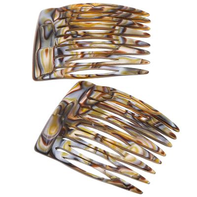 Camila Paris CP23322 French Hair Side Comb Handmade Onyx, Small Twist Hair Decorative, Strong Hold Clips for Women Bun Chignon Up-Do Styling Girls Hair Accessories, Made in France
