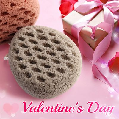 BAIMEI Bath Sponge, Sponge Loofah Body Scrubber, Shower Pouf Cleaning Loofahs Sponge, Shower Use Sponge (Pink Grey)