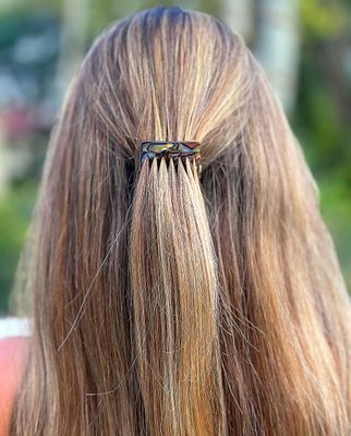 Camila Paris CP23322 French Hair Side Comb Handmade Onyx, Small Twist Hair Decorative, Strong Hold Clips for Women Bun Chignon Up-Do Styling Girls Hair Accessories, Made in France