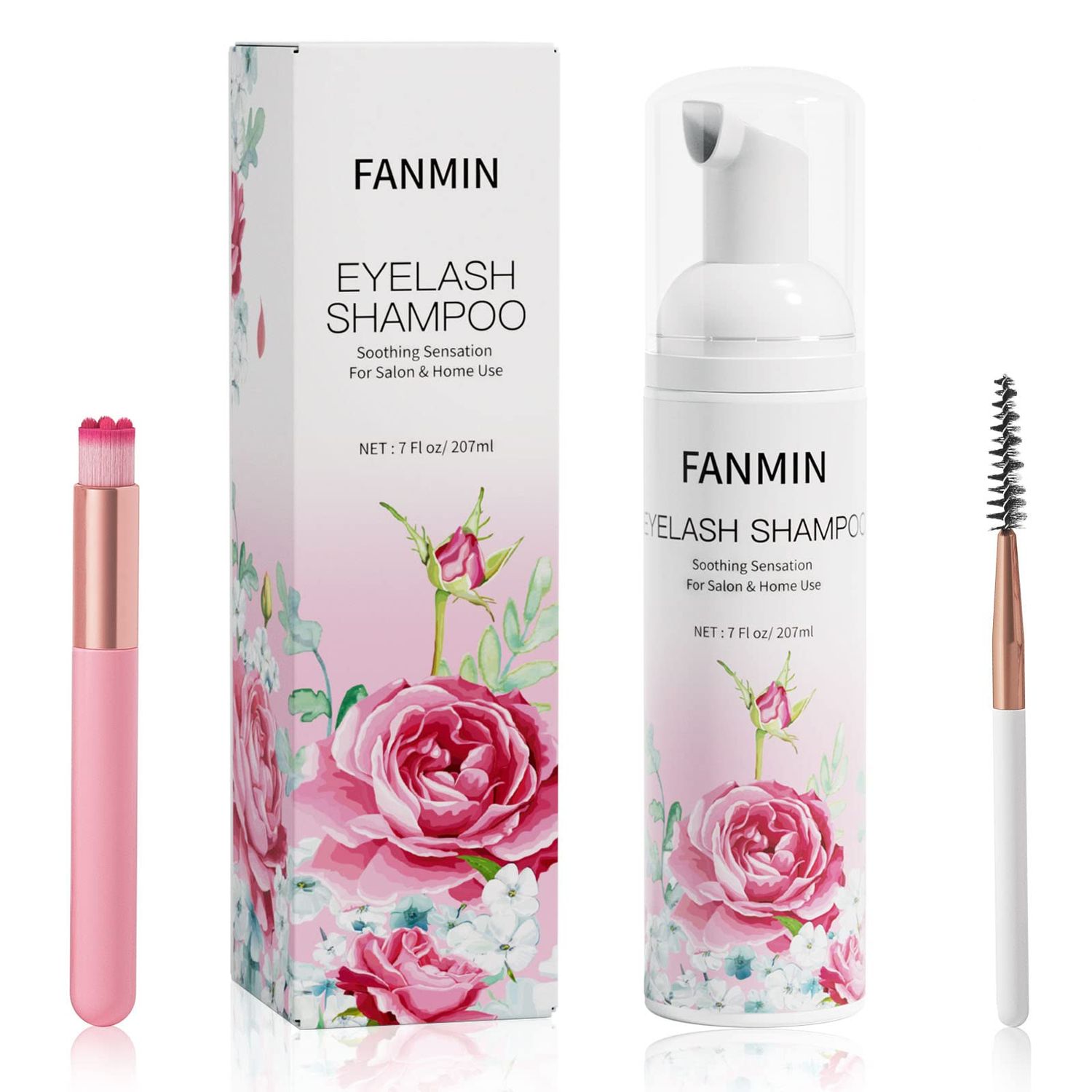 Eyelash Extension Cleanser 207ml Mascara Wand Brush Eyelid Foaming Cleanser,Eyelash Wash and Lash Bath for Extensions,Paraben &amp; Sulfate Free,Makeup Remover,Salon and Home use207ml7fl.oz)