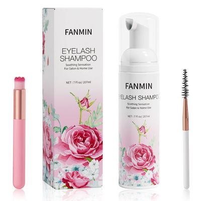 Eyelash Extension Cleanser 207ml Mascara Wand Brush Eyelid Foaming Cleanser,Eyelash Wash and Lash Bath for Extensions,Paraben &amp; Sulfate Free,Makeup Remover,Salon and Home use207ml7fl.oz)