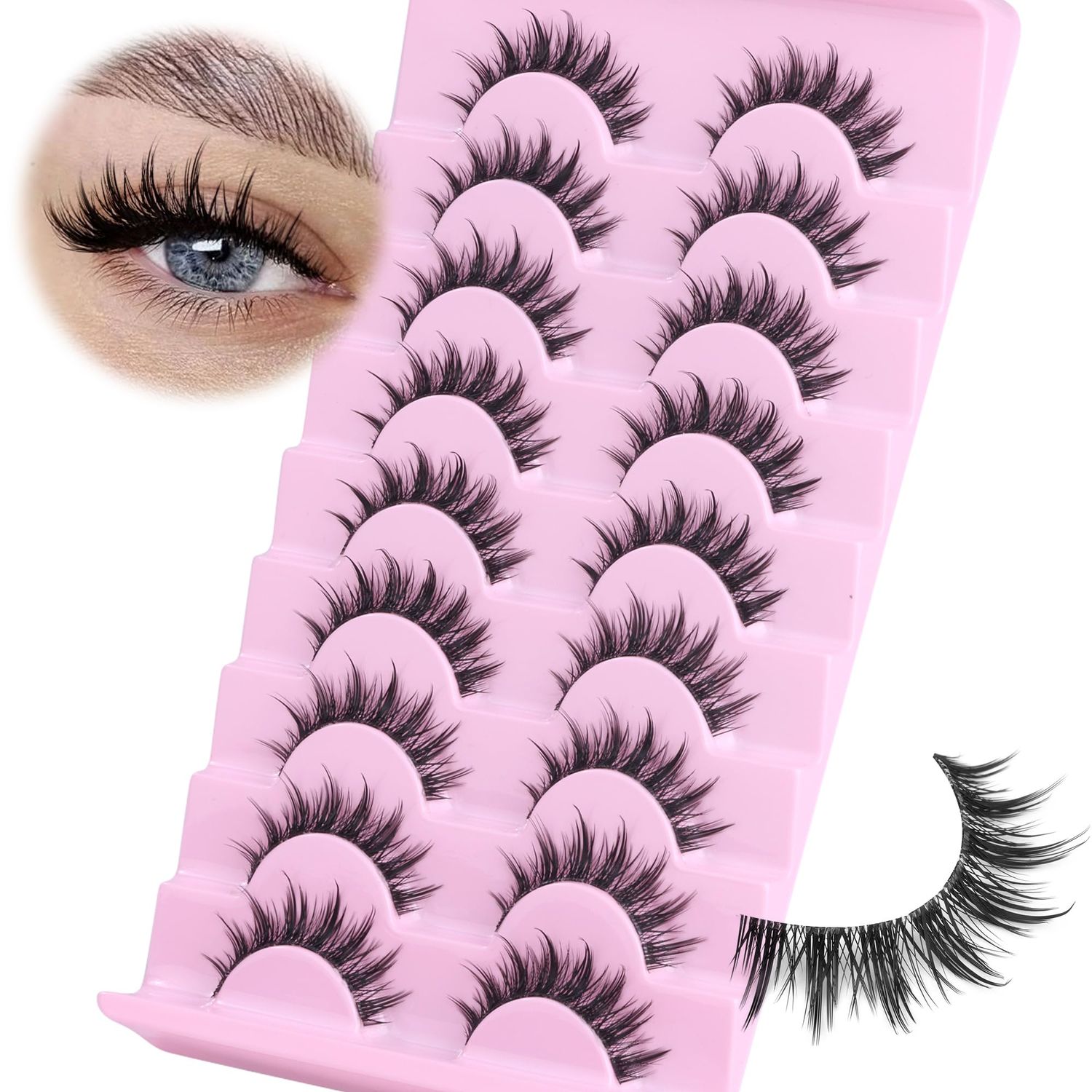 Manga Lashes Wispy False Eyelashes 3D Natural Eye Lashes Spiky Fake Lashes Anime Lashes Natural Look Chinese Makeup Lashes Pack by ALPHONSE