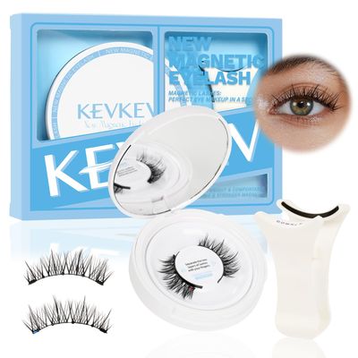 KevKev Magnetic Eyelashes Magnetic Lashes Kit Smaller Magnets False Eyelashes without Eyeliner Reusable No Glue Needed Magnetic Eyelashes Kit with Applicator Easy to Wear and Remove Readily (Jasper)