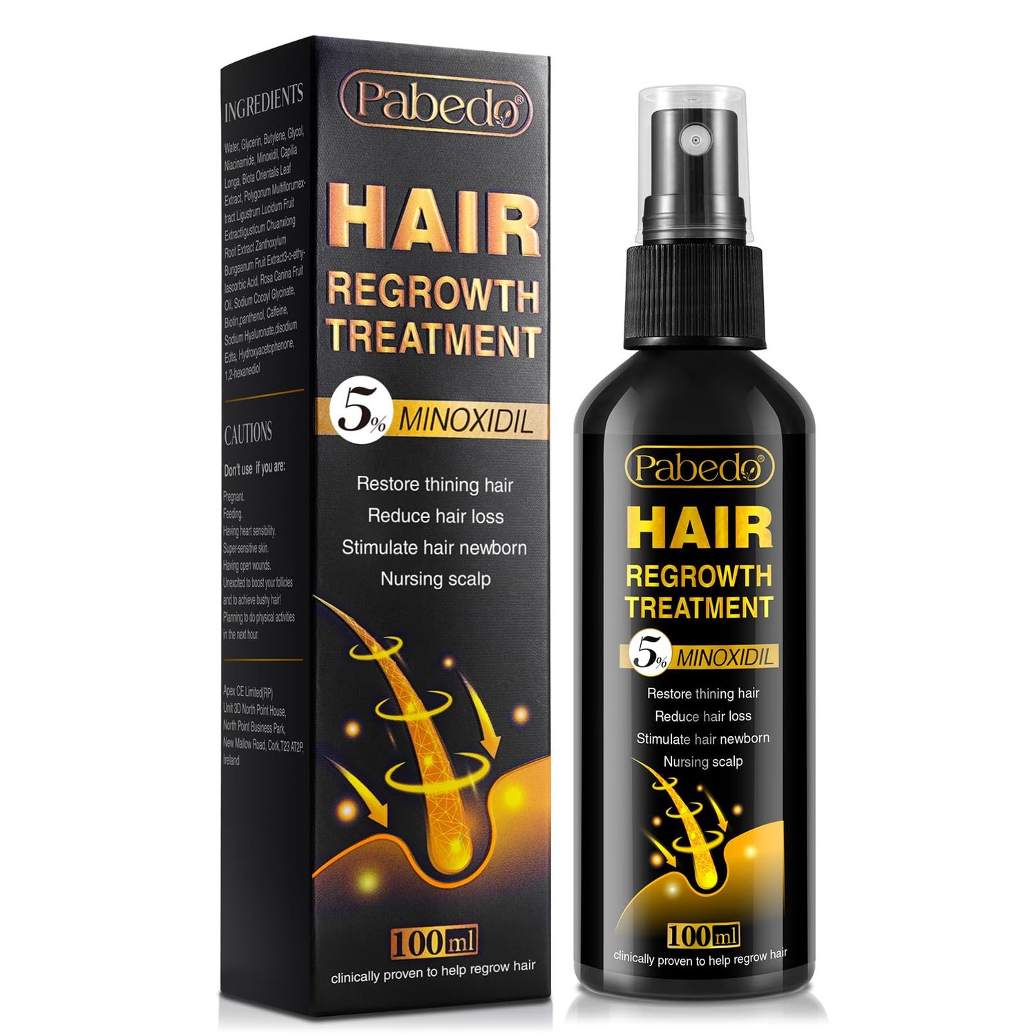 5% Minoxidil for Men and Women Hair Growth Serum - Castor Oil &amp; Biotin Hair Growth Spray Hair Regrowth Treatment for Scalp Hair Loss Hair Thinning For Thicker Longer Fuller Healthier Hair 100Ml
