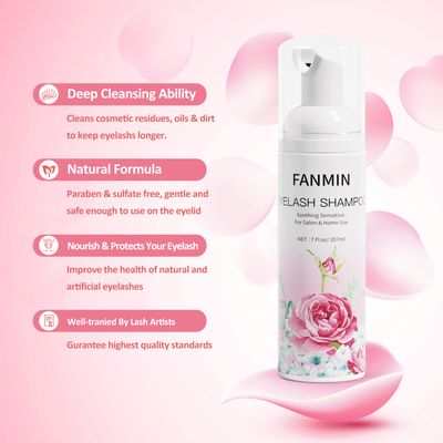 Eyelash Extension Cleanser 207ml Mascara Wand Brush Eyelid Foaming Cleanser,Eyelash Wash and Lash Bath for Extensions,Paraben & Sulfate Free,Makeup Remover,Salon and Home use207ml7fl.oz)