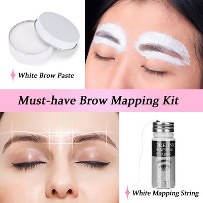 ATOMUS Brow Mapping String Set with 30m White Brow Mapping Thread 10g White Brow Paste 2pcs Brow Brush for Brow Mapping Measuring