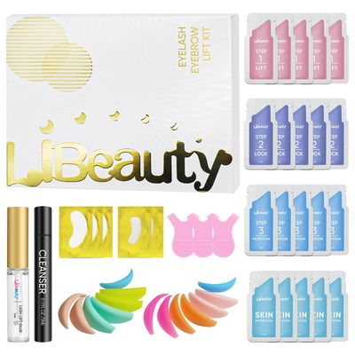 Libeauty Lash Perm Kit, Professional Lash Lift and Brow Lamination Kit Friendly for DIY at Home Keep Lashes Curling 4 Weeks with &#39;L&#39; Shape Lash Lift Pad