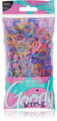 Goody Kids Ouchless Polyband Hair Ties - 500 Ct, Assorted Colors (Glitter), Latex Hair Bands, Easy Glide, Ultra-Strong Hold Hair Accessories for Girls &amp; Boys, Secure Hold Ridge Design, All Hair Types